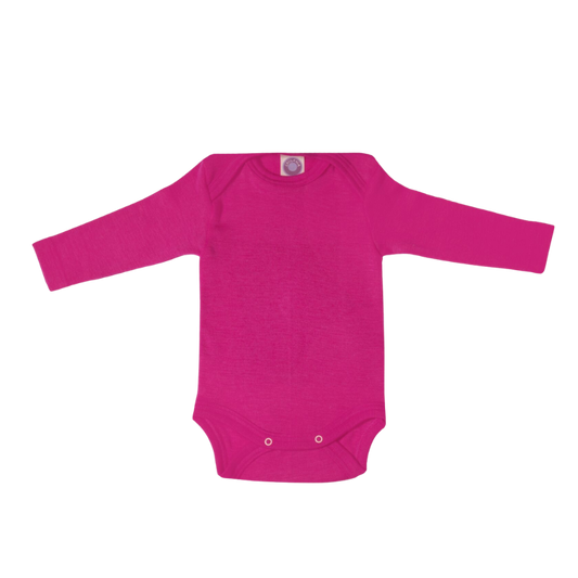 Cosilana wol/zijde romper lange mouw – Pep pink
