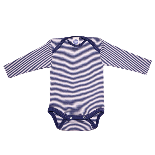 Cosilana wol/zijde romper lange mouw – Navy / Nature