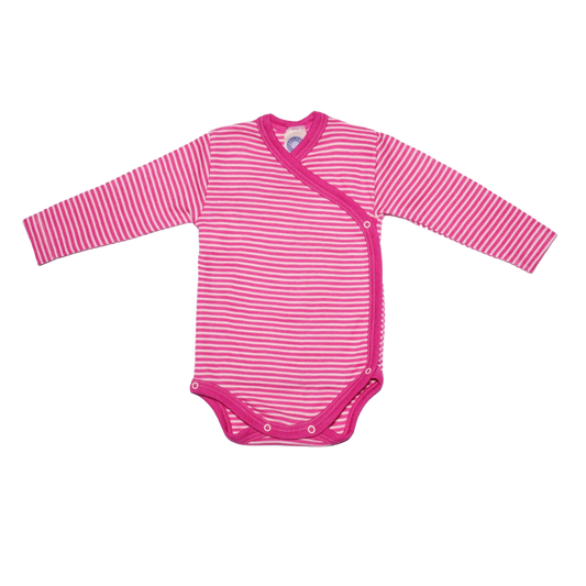 Cosilana wol/zijde wikkelromper – Pink / Natural