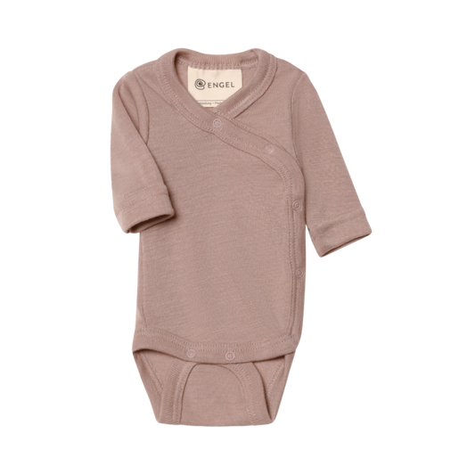 Engel Natur Wickel-Strampler aus Wolle/Seide für Frühchen - Dusty Rose