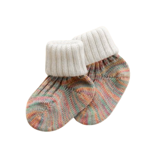 Grödo wol & katoenen babysokken - Naturel / Multicolor
