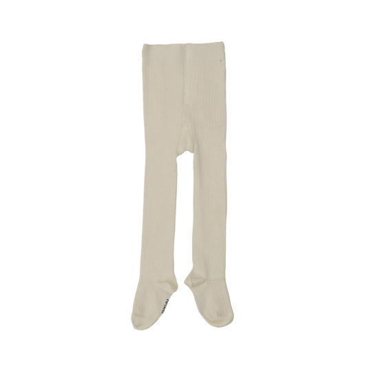 Knitted wool ribbed pants - natural