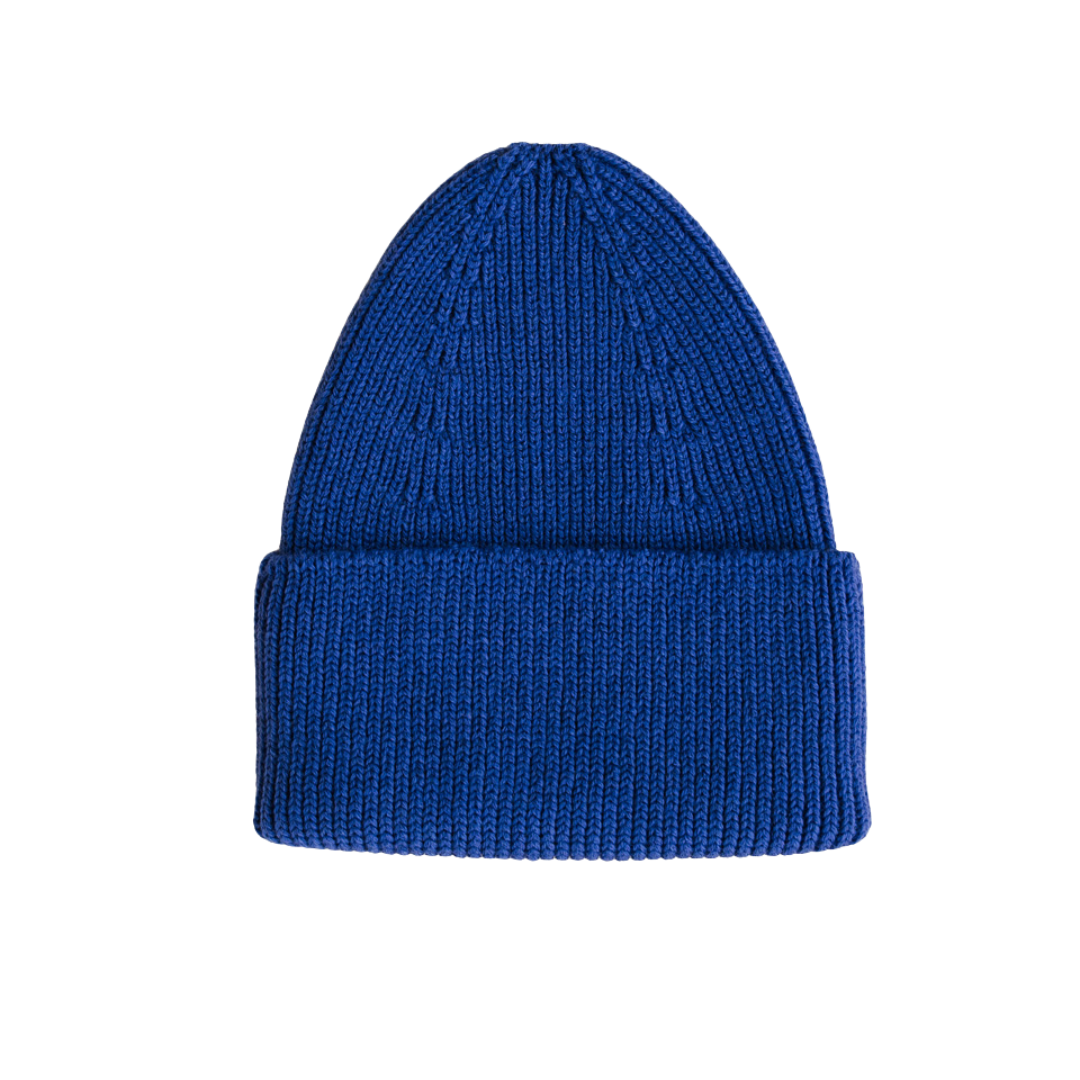 Hvid beanie Fonzie adult - Cobalt Blue