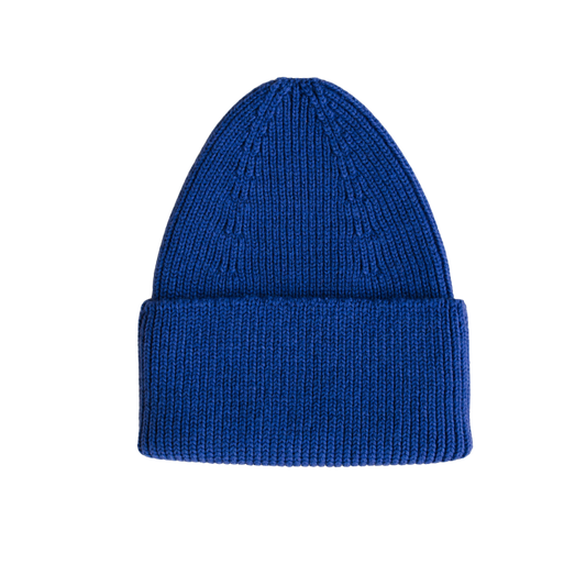 Hvid beanie Fonzie adult - Cobalt Blue