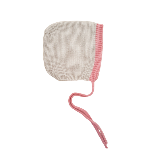 Hvid strikmutsje Dolly AW25/26 - Cream / Bubblegum