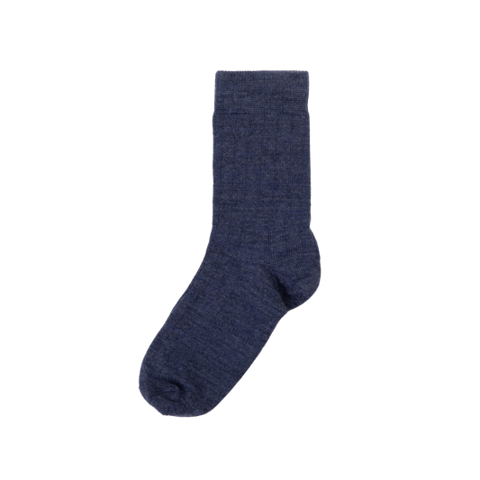 Joha thin wool rib socks - Denim Melange