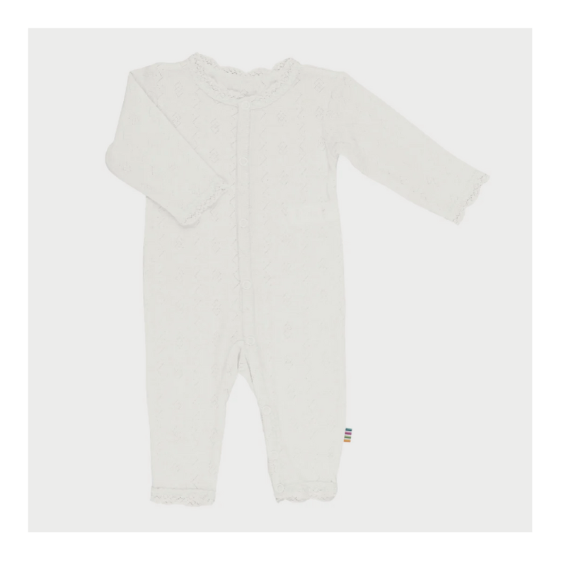 Joha wol/zijde jumpsuit pointelle - Off white