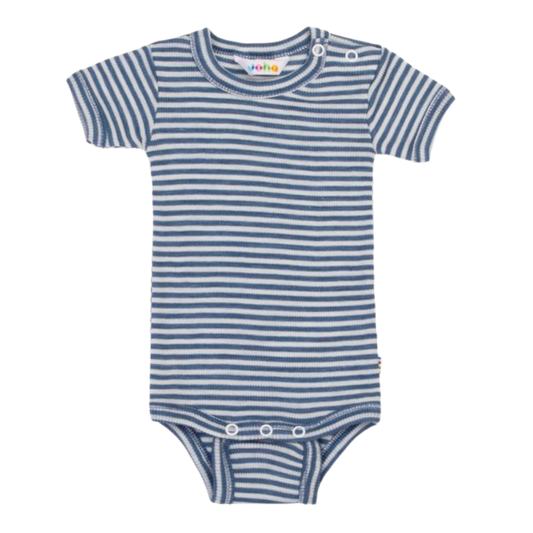 Joha wol/zijde romper korte mouw - Blue