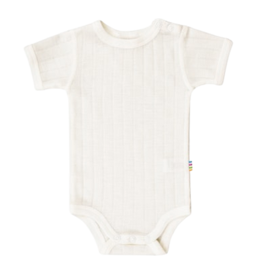 Joha Woll-/Seiden-Strampelanzug mit kurzen Ärmeln - Off-White