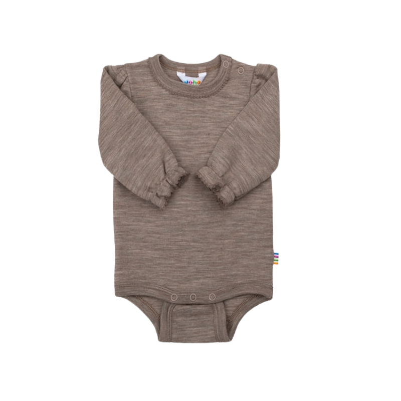 Joha wol/zijde romper ruches - Beige melange