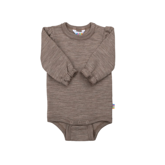 Joha merino wool romper with ruffles - Cream
