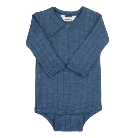 Joha wol/zijde wikkelromper - Blue Melange