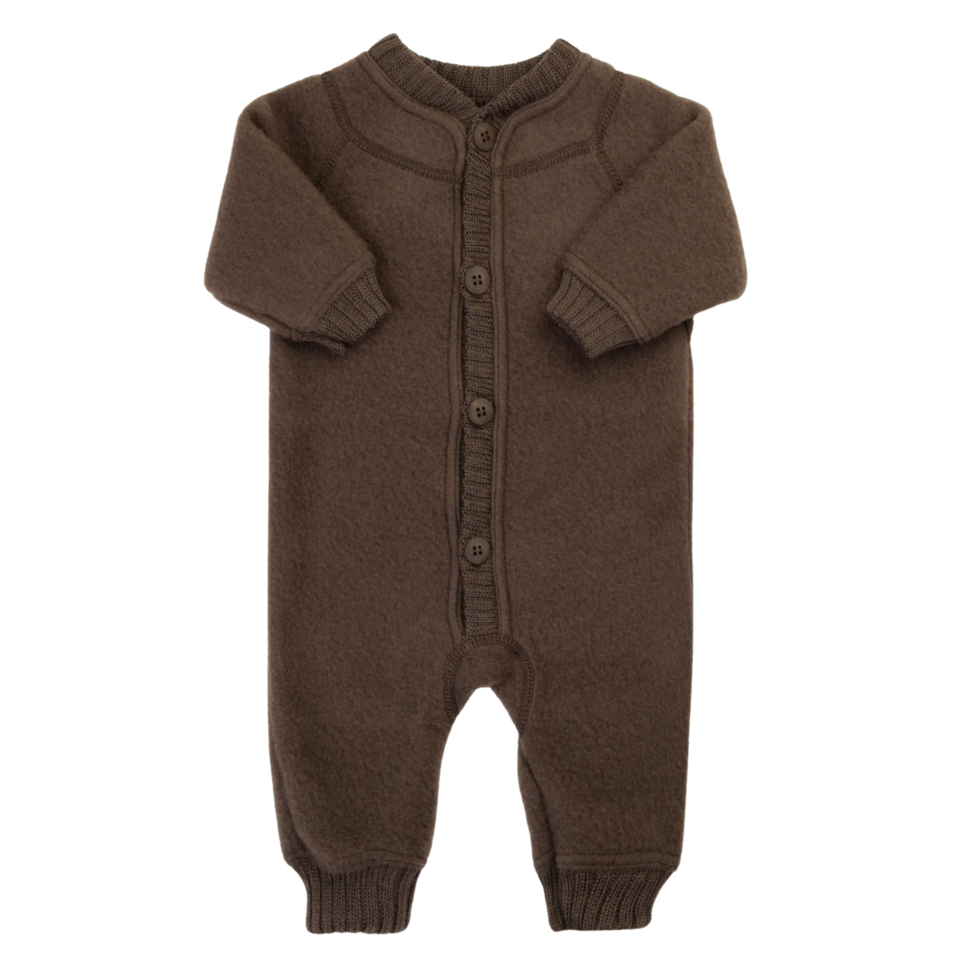 Joha wool fleece overalls – Dark Brown