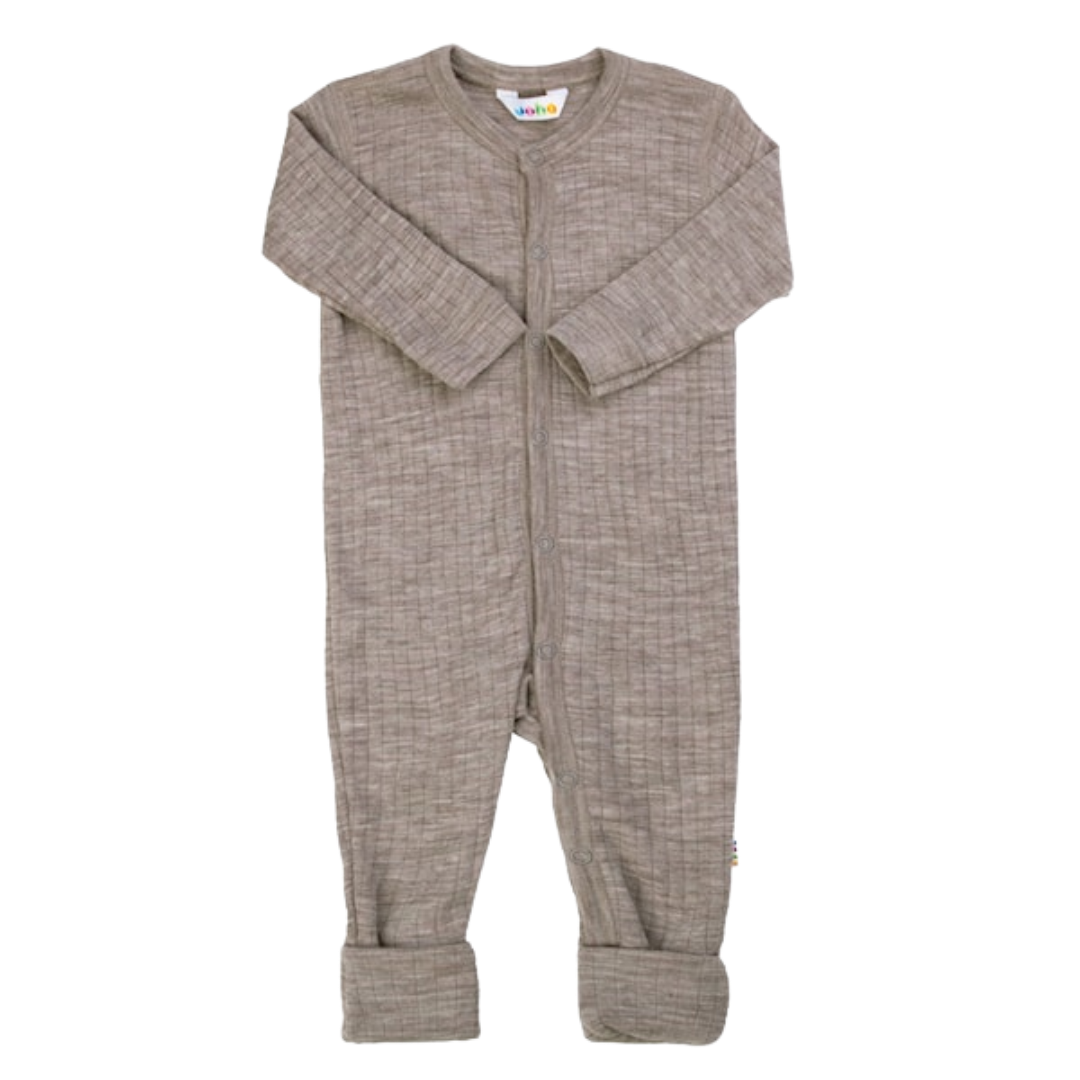 Joha wool jumpsuit with wrap-around feet - Sesame
