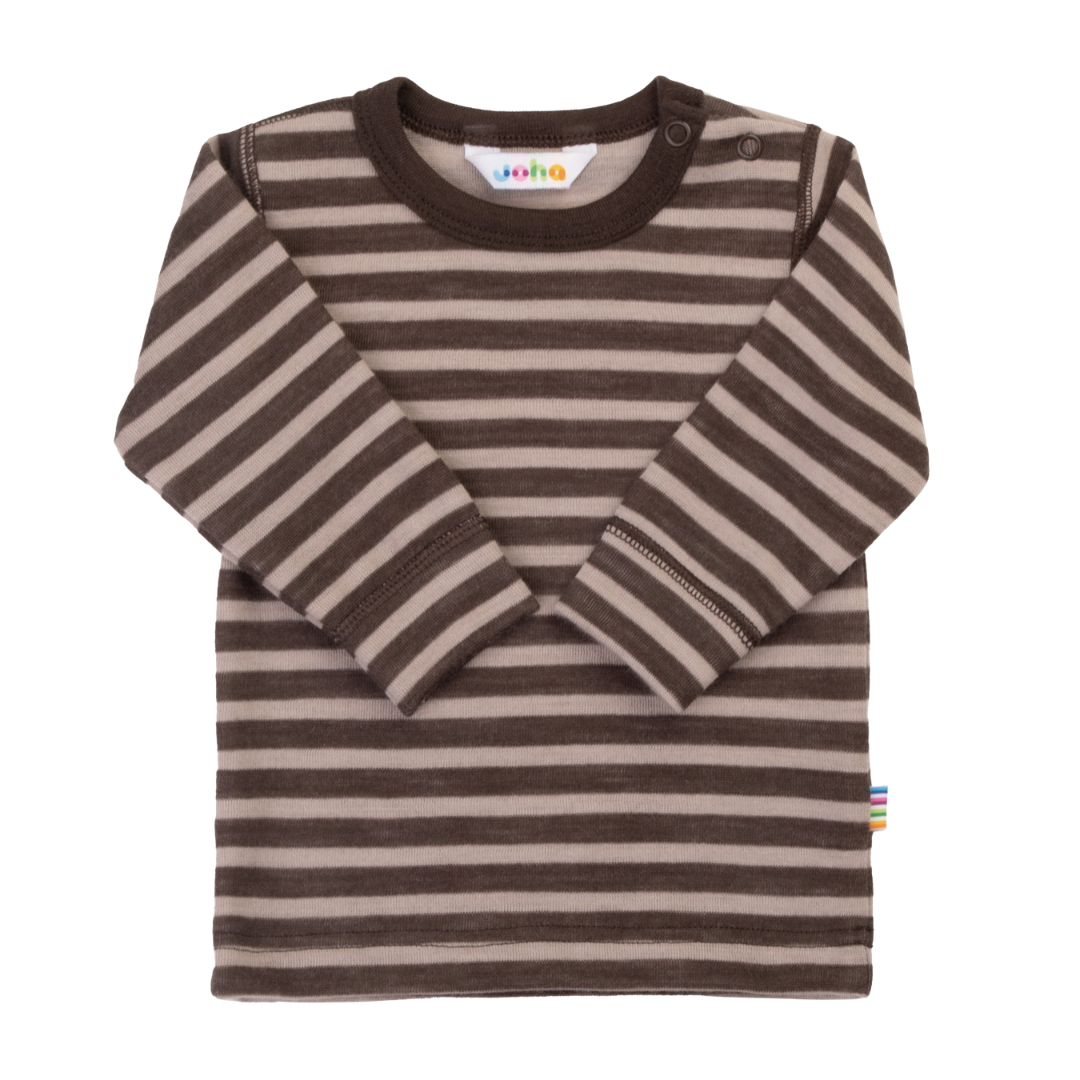 Joha wollen longsleeve gestreept - Dark Brown