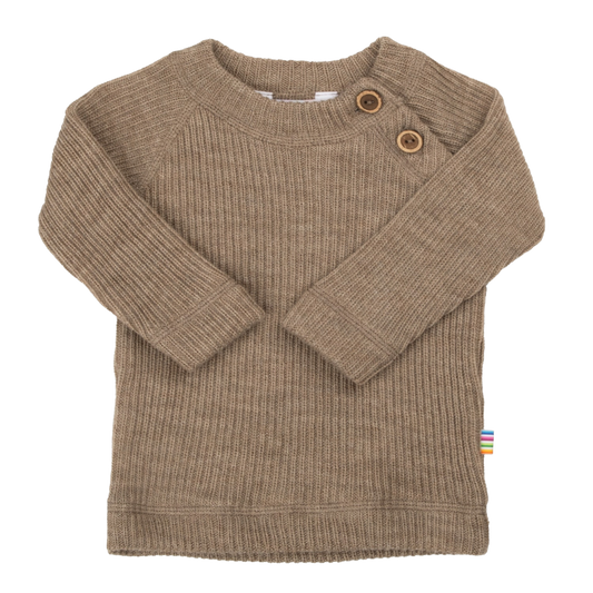 Joha gebreide wollen rib trui - Beige Melange