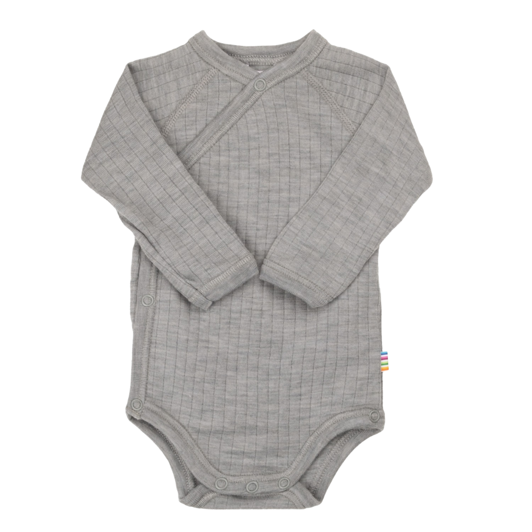Joha wool wrap romper - Light Grey Melange