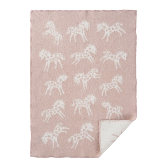 Klippan eco-wol wiegdeken Pony – Roze