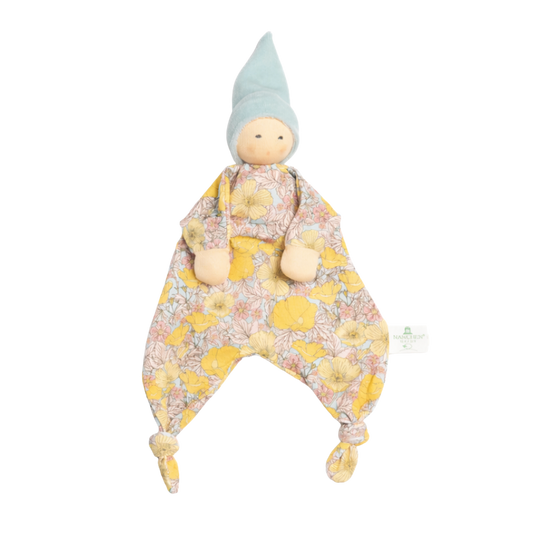 Nänchen Natur gebloemd knuffeldoekje - Hellblau