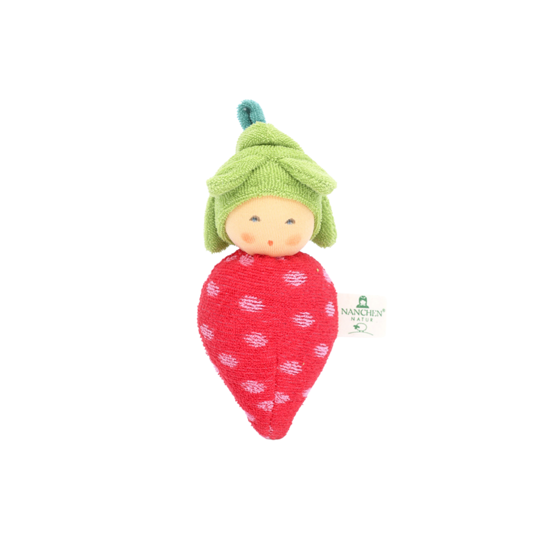 Nänchen Natural Grabbing Toy – Strawberry (with rattle)