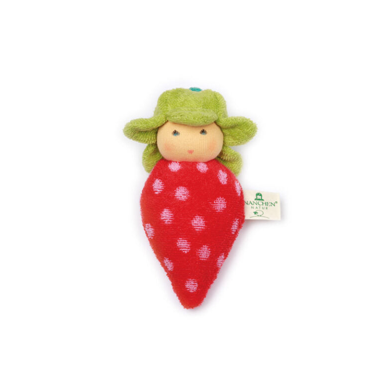 Nänchen Natural Grabbing Toy – Strawberry (with rattle)