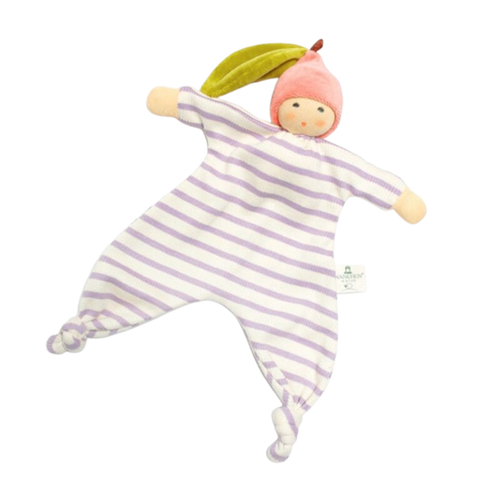 Nänchen Natur cuddle cloth lilac striped - Kleiner Pfirsich