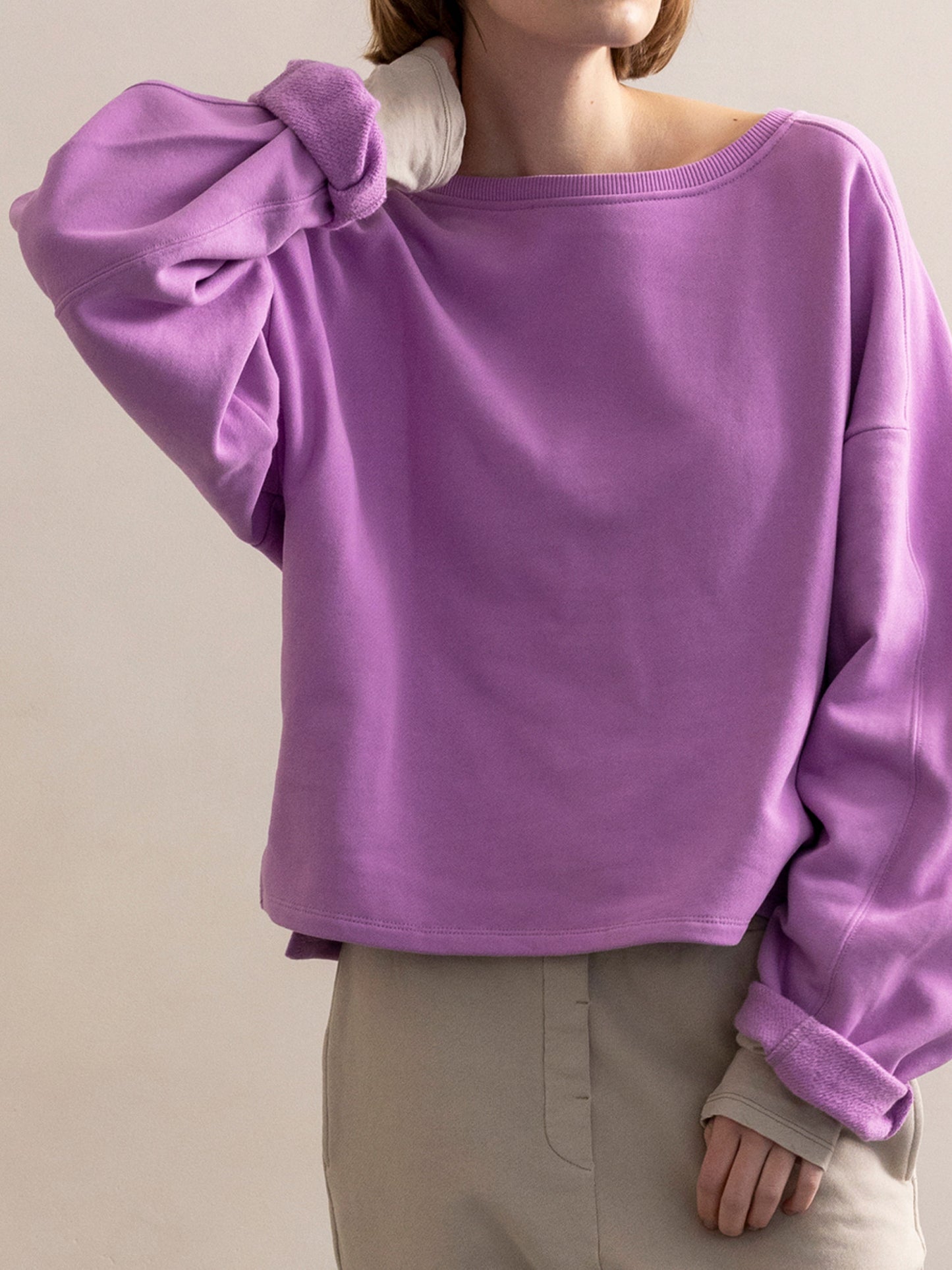PHAE chunky sweater organic cotton ladies - Bright Lilac