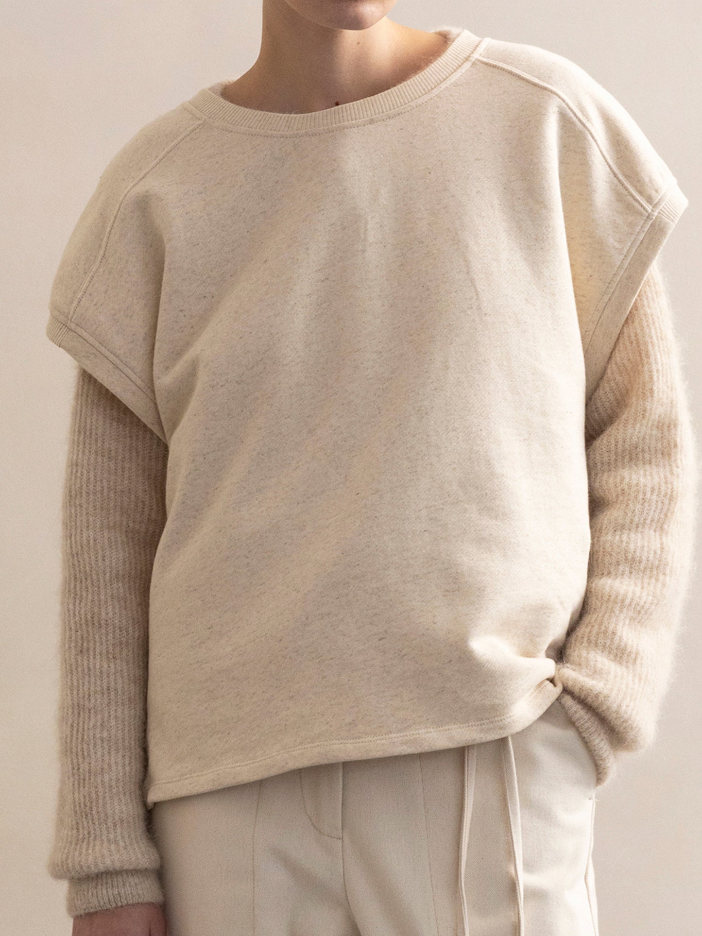 PHAE sleeveless sweater in organic cotton/linen blend for women - Natural
