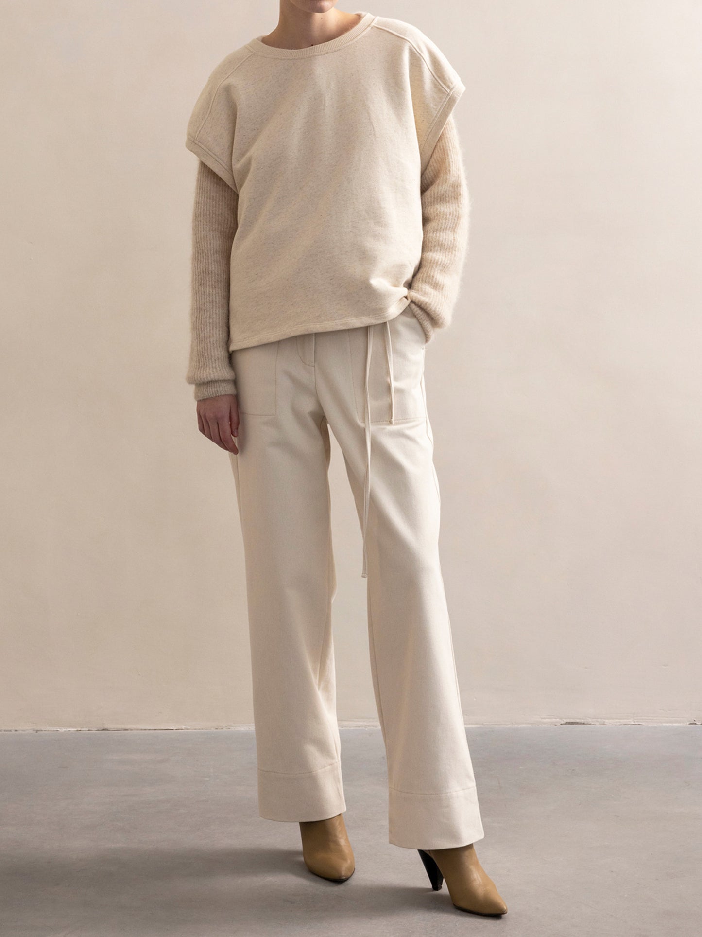 PHAE sleeveless sweater in organic cotton/linen blend for women - Natural