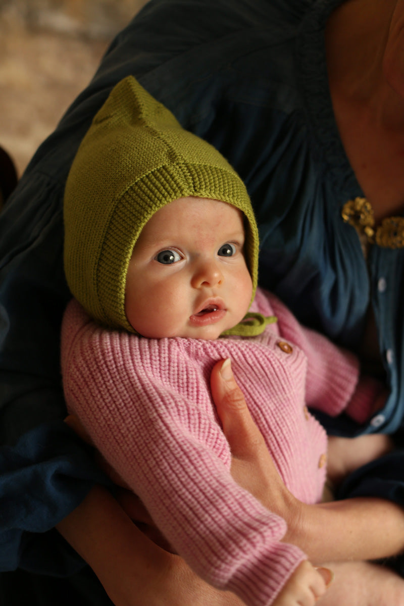 Hvid Pixie bonnet Isidor - Lime Pop