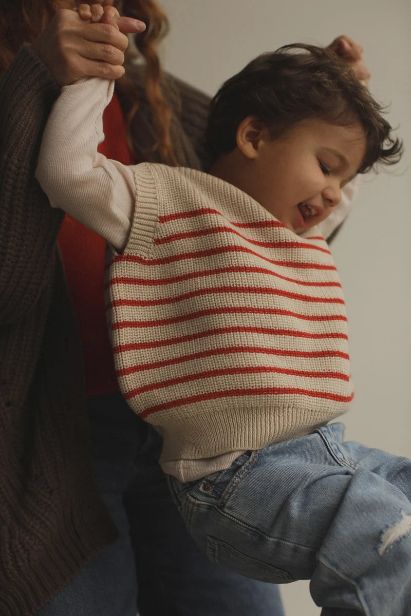 Hvid vest Harvey kids - Cream / Red