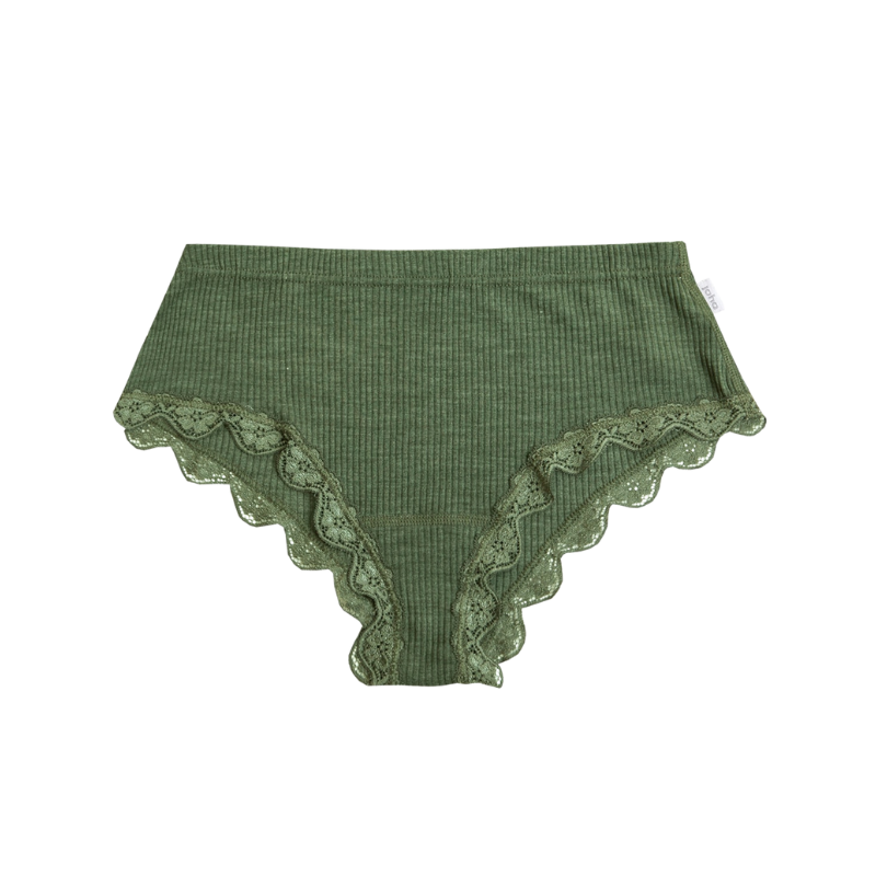 Joha wool/silk hipster rib women - Olivegreen