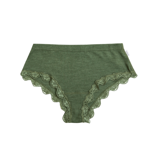 Joha wool/silk hipster rib women - Olivegreen