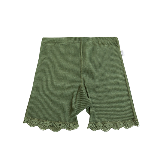 Joha Wolle/Seide Shorts Ripp Damen - Olivgrün