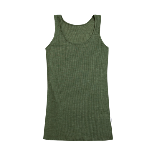 Joha wool/silk tank top rib women - Olivegreen