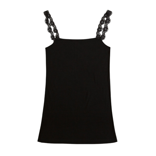 Joha wool/silk top rib ladies - Black
